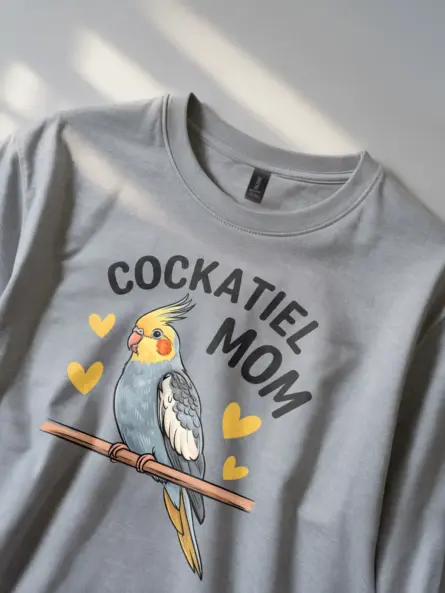 Cute Cockatiel Mom T-Shirt for Bird Lovers - Image 5