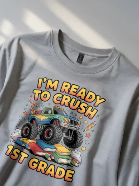 Crush 1st Grade Shirt – Bold Monster Truck Power Tee for Boys - Image 2
