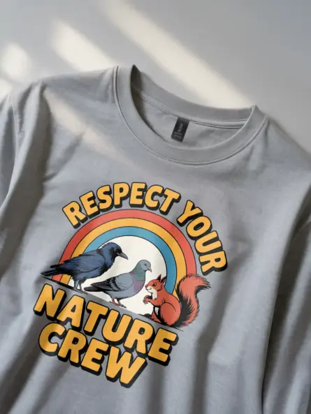 Eco Friendly Animal Crew T-Shirt Retro Rainbow Design - Image 2