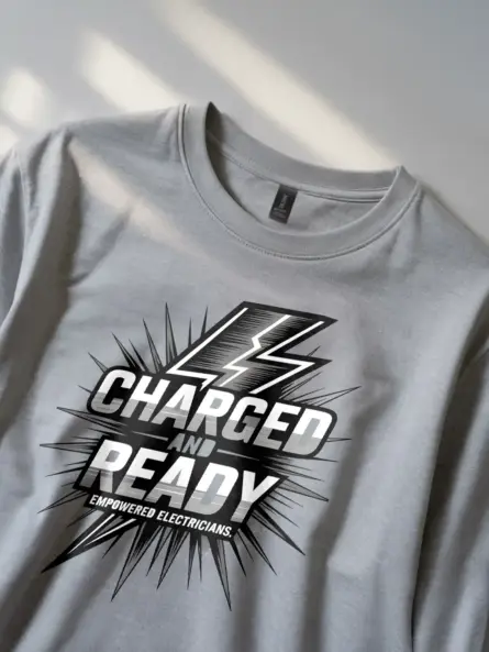 Charged and Ready Empowered Electrician T-Shirt - Image 3