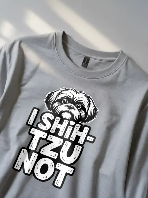 grey lifestyle – cute cartoon dog shirt worn outdoors in grey