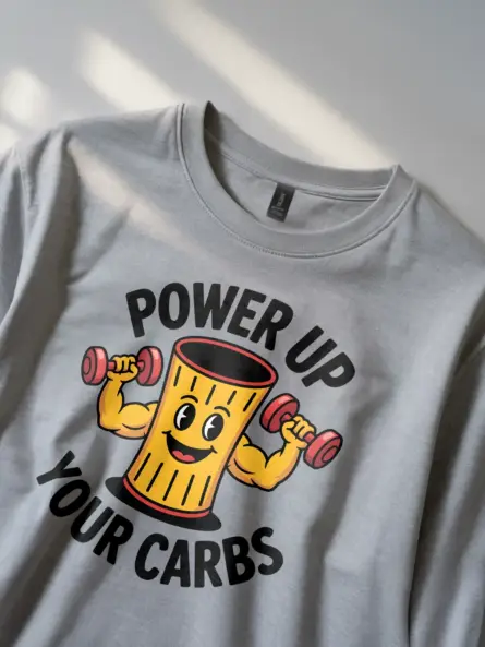 Funny Carb T Shirt – Power Up Your Carbs Tee for Gym Humor Fans - Image 2