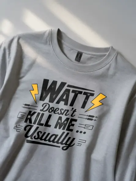 Funny Electrician T Shirt – Watt Doesn’t Kill Me Tee - Image 2