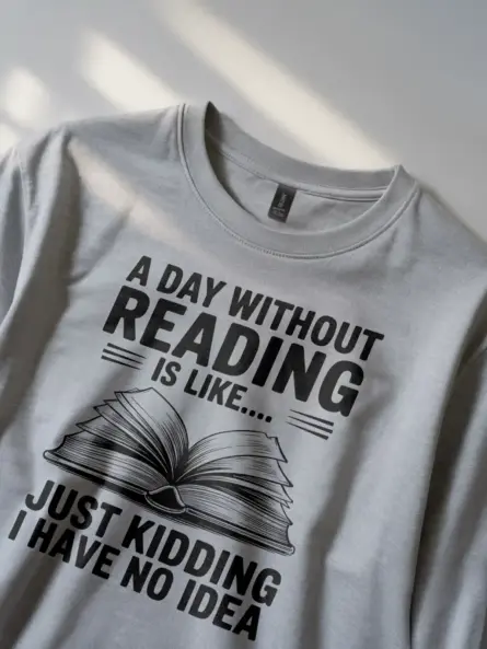 Funny Reading T-Shirt for Book Lovers – A Day Without Reading Quote Tee - Image 2