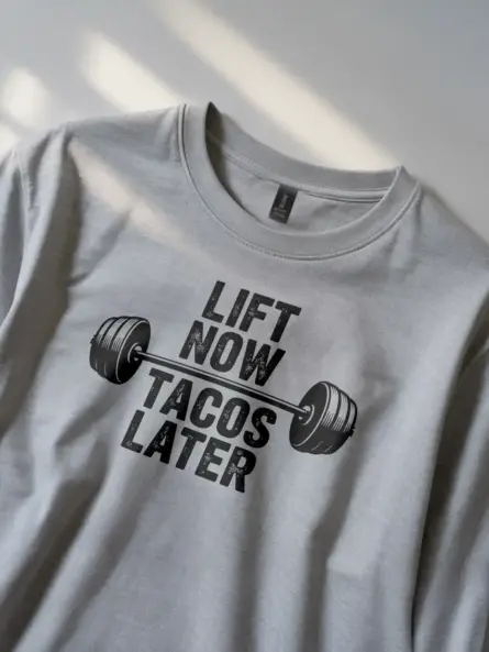 Lift Now Tacos Later Funny Taco Gym T-Shirt - Image 3