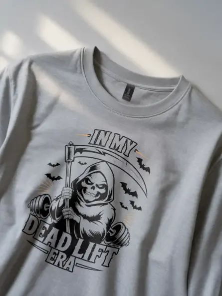 Grim Reaper Deadlift T-Shirt – Funny Powerlifting Gym Shirt for Halloween - Image 3