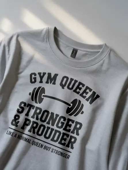 Empowering Gym Queen T-Shirt – Stronger and Prouder Graphic Tee for Women - Image 2