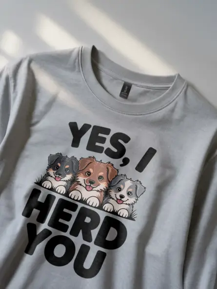 Clever Herding Dog Pun Shirt – Yes I Herd You Cartoon Tee - Image 2