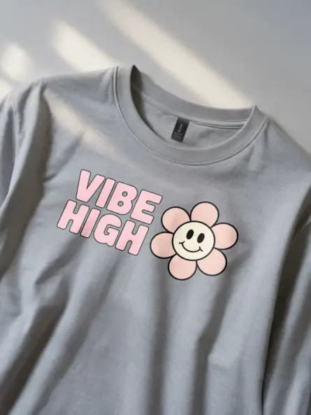 High Vibe T-Shirt – Cute Pastel Flower Tee for Positive Minds - Image 5