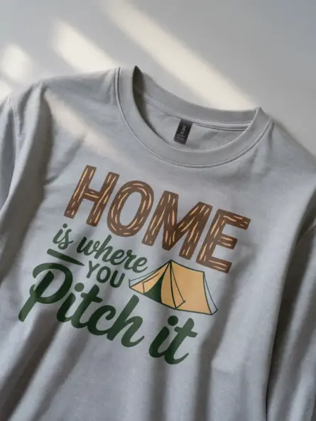 Home Is Where You Pitch It Shirt – Funny Camping Quote Tee for Nature Lovers - Image 2