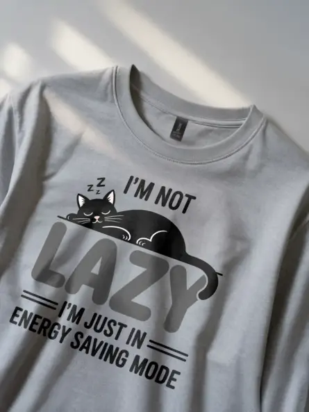 Not Lazy Shirt – Funny Cat Energy Saving Mode Tee for Introverts - Image 2