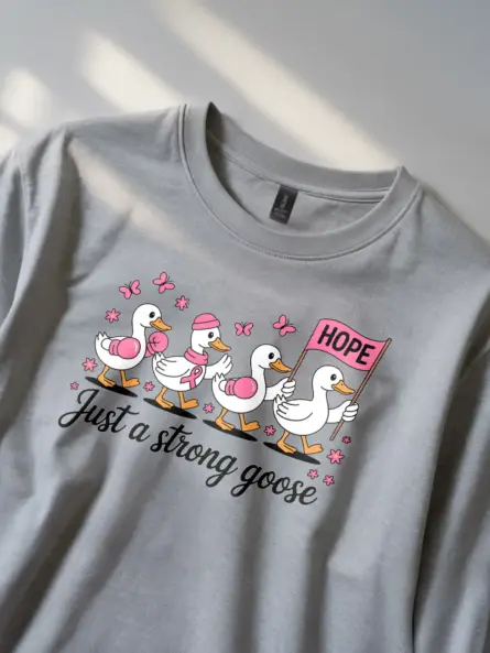 Just a Strong Goose Breast Cancer Shirt – Funny Pink Ribbon Tee - Image 11