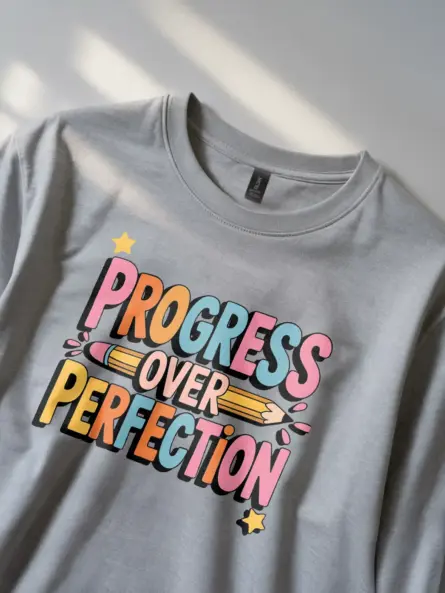 Whimsical Kindergarten Teacher Shirt – Progress Over Perfection Tee - Image 3
