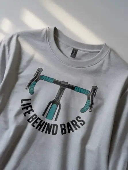 Witty Life Behind Bars Cycling Shirt – Minimalist Road Bike Tee - Image 2
