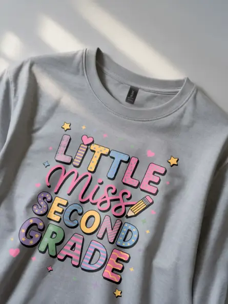 Little Miss Second Grade Shirt – Colorful Back to School Tee - Image 2