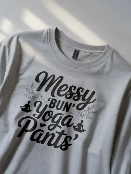 Messy Bun Yoga Pants T-Shirt for Moms - Image 2
