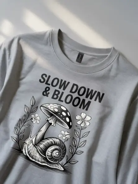 Amazing Mushroom Snail T-Shirt – Slow Down & Bloom Tee - Image 2