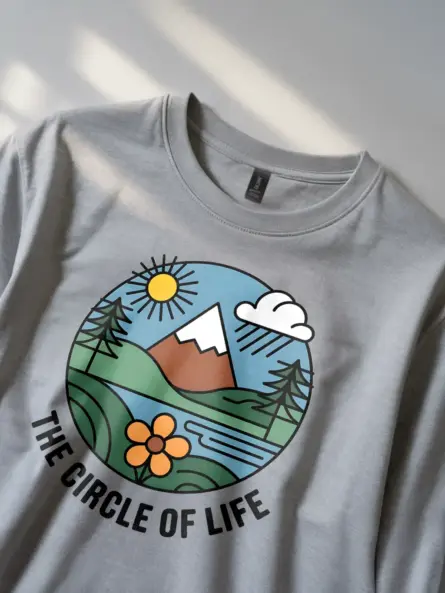 Retro Style Nature Circle of Life T-Shirt - Image 2