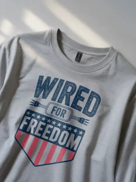 Patriotic Electrician T-Shirt - WIRED FOR FREEDOM - Image 2