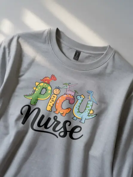 PICU Nurse Dinosaur Shirt – Cute Pediatric Tee - Image 2