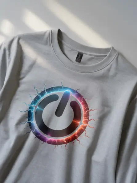 Power Button T-Shirt with Futuristic Electric Symbol - Image 2