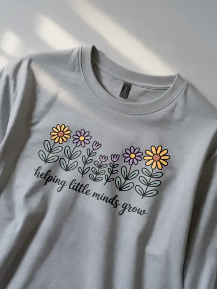 Helping Little Minds Grow Preschool Teacher Shirt – Floral Gift Tee - Image 2
