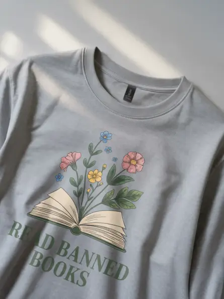 Read Banned Books T-Shirt – Vintage Floral Advocacy Tee for Readers - Image 2