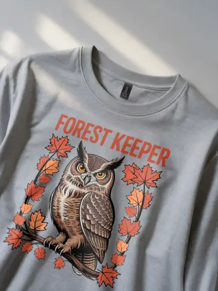 Retro Owl Forest Keeper T-Shirt for Nature Lovers - Image 2