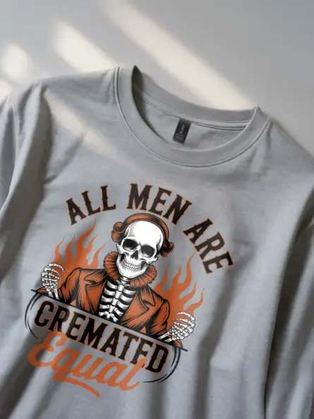 Grey close-up – distressed vintage skeleton tee gothic style