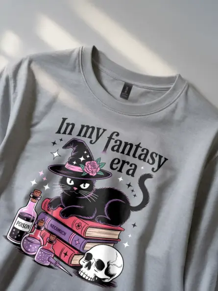 Whimsical Witchy Cat Fantasy T-Shirt for Magic Lovers - Image 11