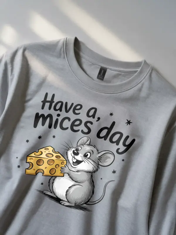 grey Lifestyle Shot Have a Mices Day funny mouse pun t-shirt