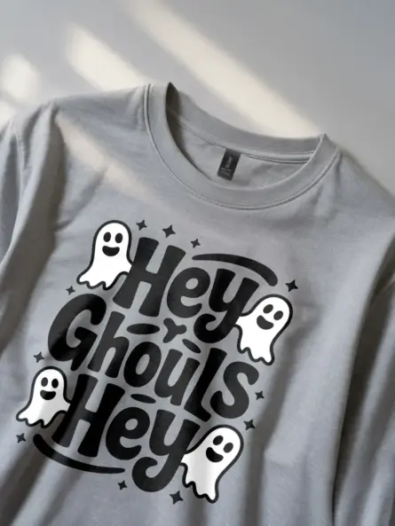 Hey Ghouls Shirt – Playful Halloween Tee with Cute Ghosts for Girls & Teens - Image 5
