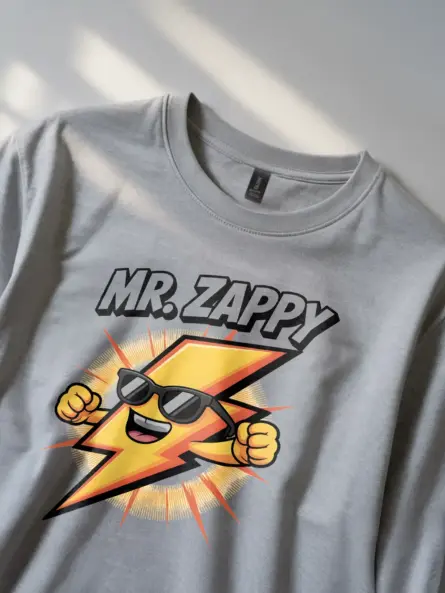 Cartoon Lightning Bolt Kids T-Shirt Mr. Zappy - Image 2
