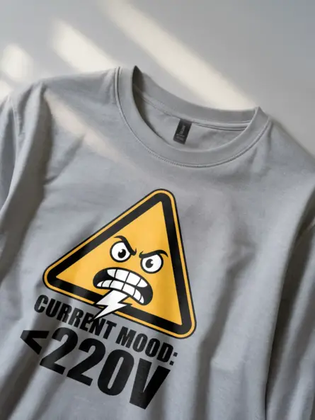 Funny Electrician T-Shirt ~ Current Mood 220V - Image 2