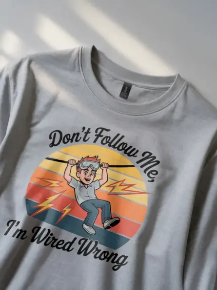 Funny Electrician Retro T-Shirt - Image 3