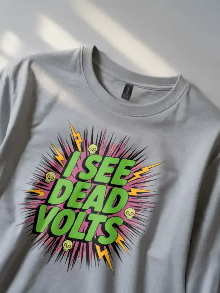 Funny Electrician T-Shirt Skull Comic Style - Image 2