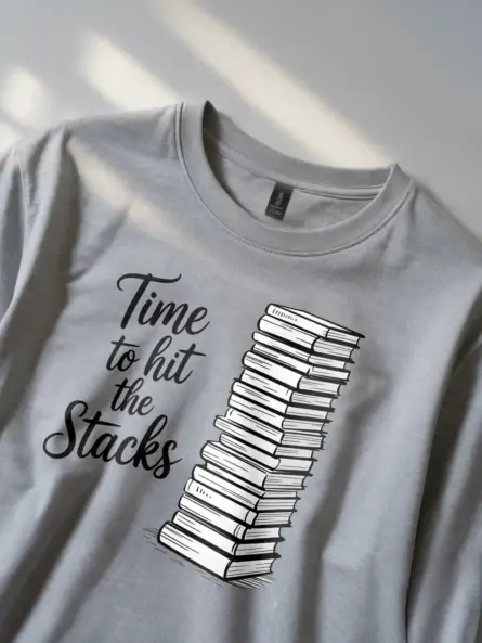Time to Hit the Stacks – Minimalist Library Shirt for Book Lovers - Image 2