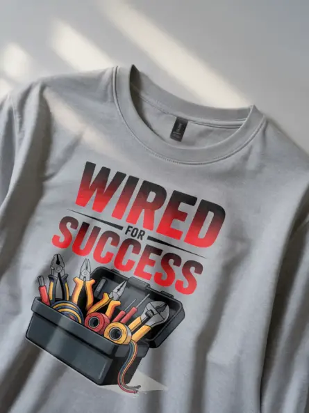 Motivational Electrician T-Shirt - WIRED FOR SUCCESS - Image 3