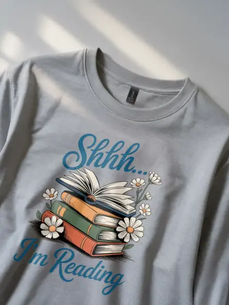Shhh I'm Reading Shirt – Cozy Cottagecore Floral Tee for Book Lovers - Image 2