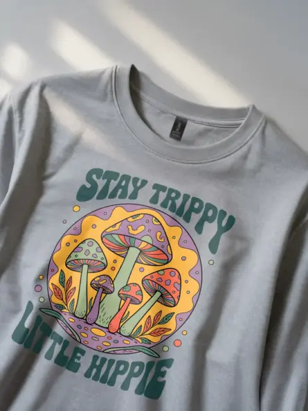 Trippy Mushroom Hippie T-Shirt Stay Trippy Little Hippie - Image 2