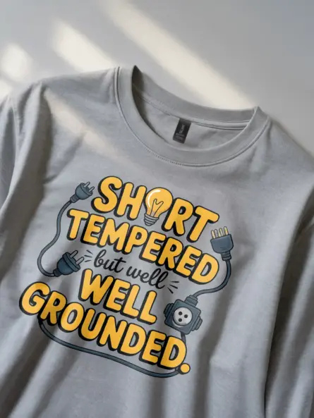 Well Grounded Electrician T-Shirt – Funny Short Tempered Cartoon Tee for Engineers - Image 9