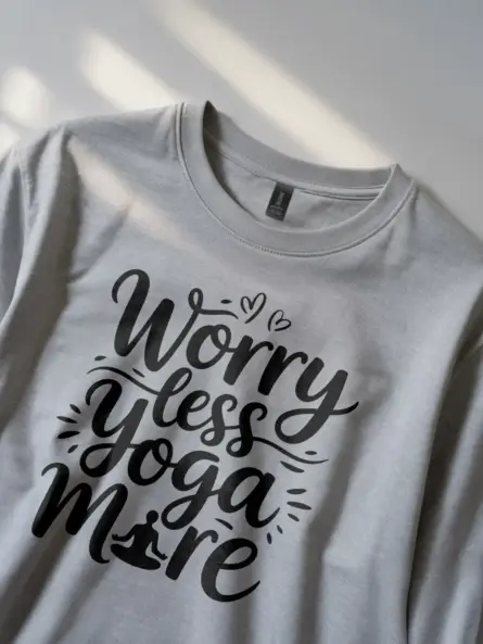Motivational Worry Less Yoga More T-Shirt - Image 2