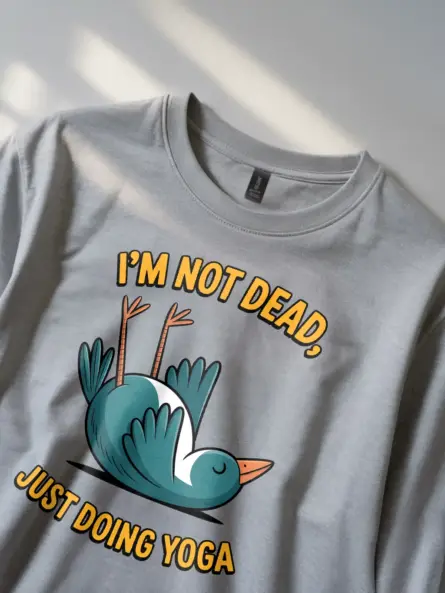 Funny Yoga Bird T-Shirt – Hilarious Not Dead Just Doing Yoga Tee - Image 2