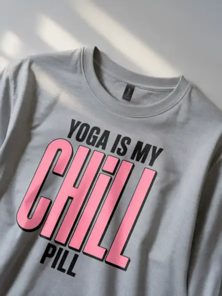 Yoga Chill T-Shirt Yoga Is My Chill Pill Bold Wellness Tee - Image 2