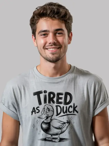 Front view grey Tired As Duck Shirt tired as duck shirt