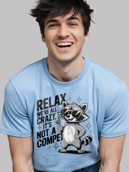 light blue funny raccoon mental health t-shirt for animal lovers