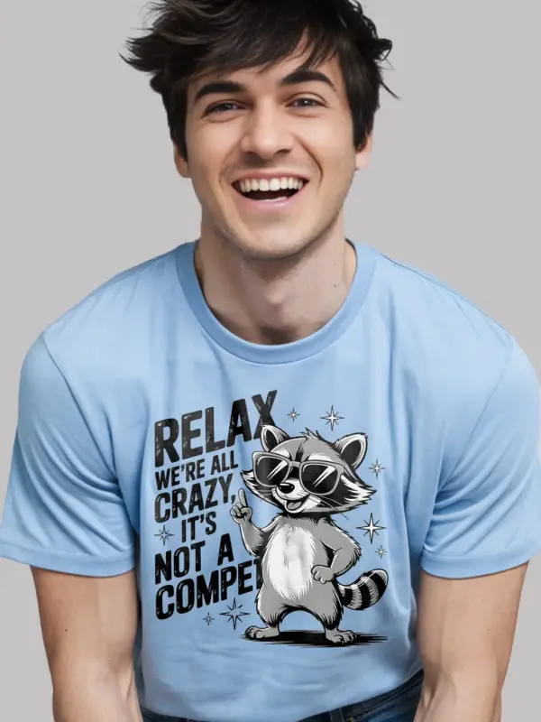 light blue funny raccoon mental health t-shirt for animal lovers