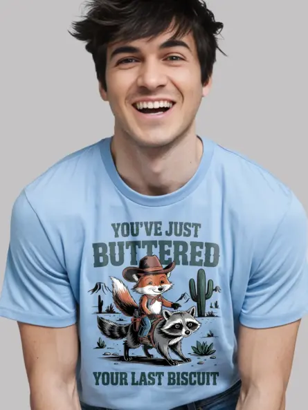 Funny Cowboy Animal T-Shirt You've Just Buttered - Image 6