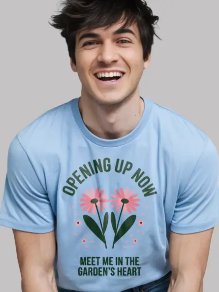 Minimalist Daisy Garden T-Shirt – Opening Up Now Floral Design - Image 6