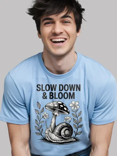 Amazing Mushroom Snail T-Shirt – Slow Down & Bloom Tee - Image 6